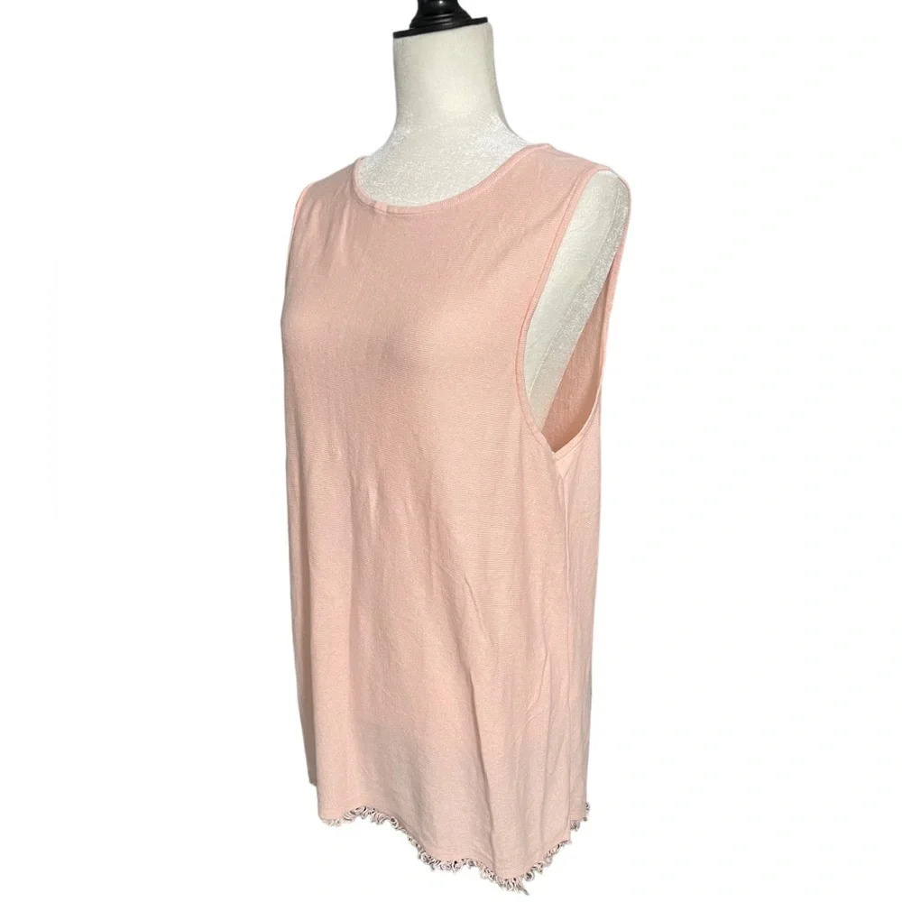 J. Jill Macadamia Fringe Sweater Tank Light Pink Linen Blend Sleeveless XL